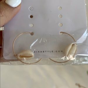 COWRIE SHELL HOOP EARRINGS